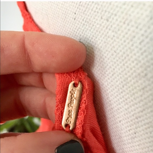 Free People lace orange mini-dress. Size small. - Picture 7 of 7